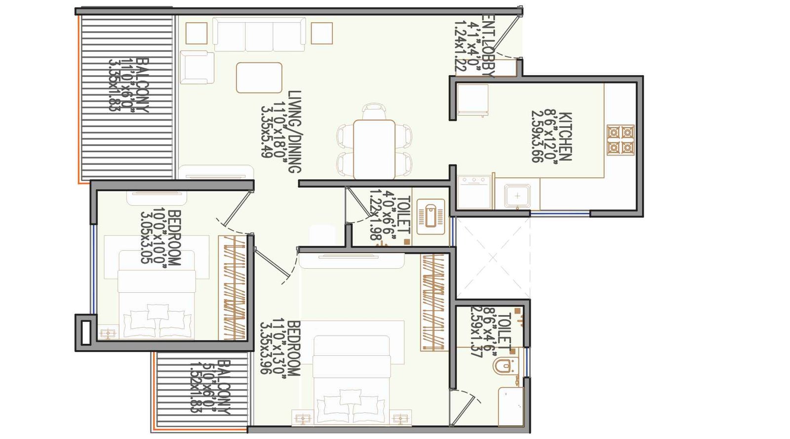 Signature-park-Floor-Plan-2-BHK